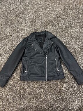 art class Black Faux Leather Moto Jacket with Silver Hardware